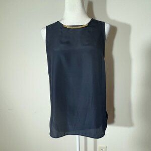 Michael Kors Women's Navy Sleeveless Pullover Top with Gold Plate - Size 4